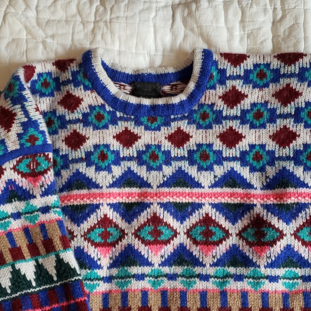 J.Crew Cashmere Neon Geometric Sweater